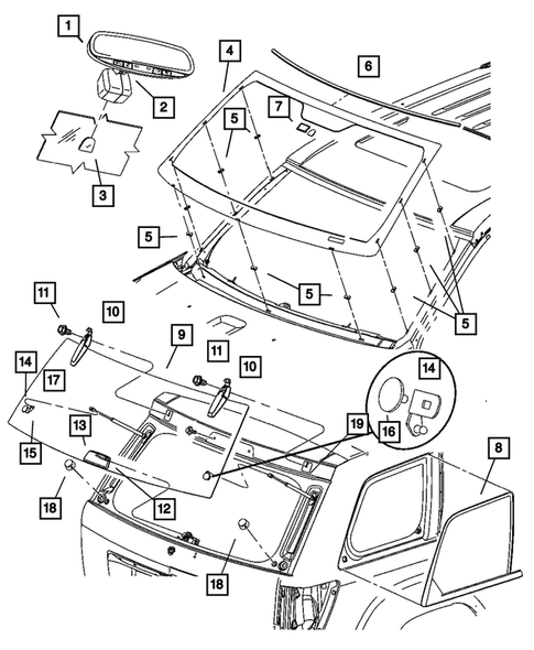 Glass and Rear View Mirror for 2006 Jeep Grand Cherokee #0