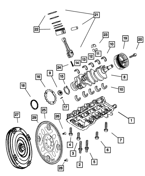 Crankshaft, Pistons and Torque Converter for 2004 Dodge Dakota #0