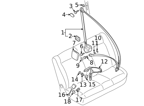Rear Seat Belts for 1995 Volkswagen EuroVan #1