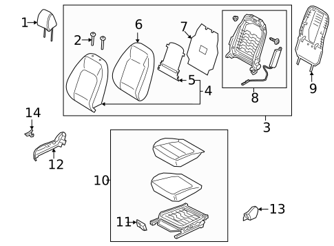 Passenger Seat Components for 2021 Hyundai Elantra #1