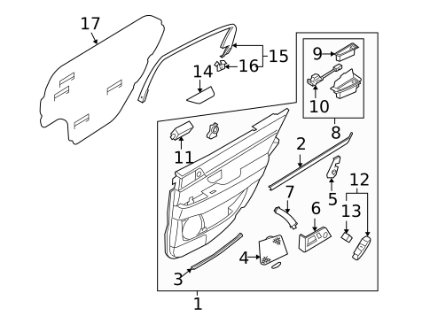 Interior Trim - Rear Door for 2007 Kia Amanti #0