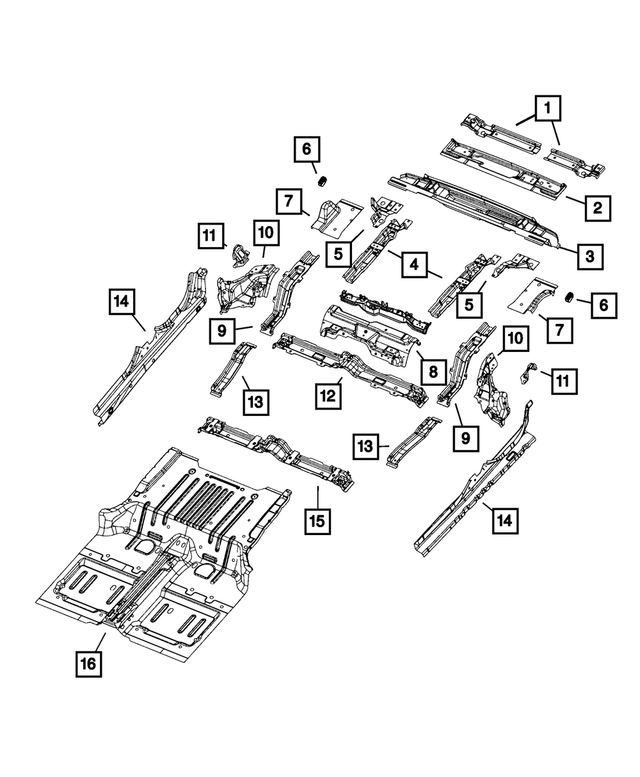 68298619AC - Body Sheet Metal Except Doors: Front Floor Pan Rail, Left for Mopar Image