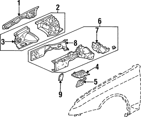 Structural Components & Rails for 2001 Honda Prelude #0