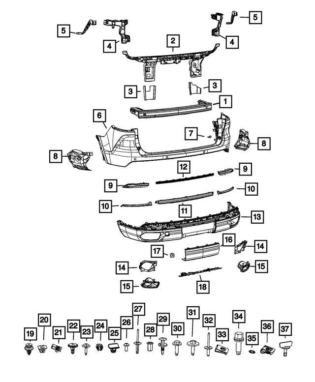 6XX83GXHAB - Frame, Bumper and Fascia: Bumper Cover for Jeep: Grand Cherokee, Grand Cherokee L Image