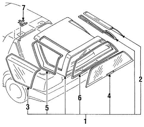 Glass & Hardware for 1990 Nissan Pulsar NX #0