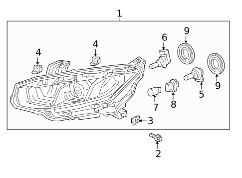 Headlamp Components for 2019 Honda Civic #1