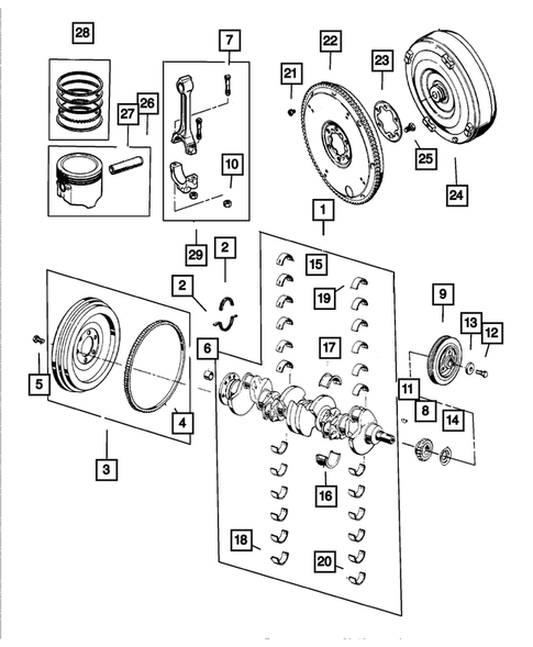 Crankshaft, Piston and Torque Converter for 2001 Jeep Wrangler #0