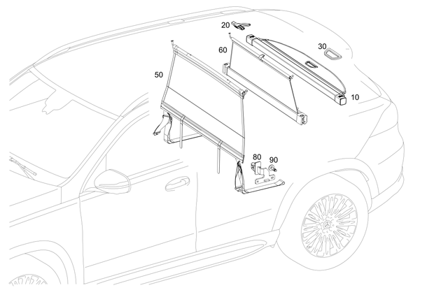 1678109701 - Rear Seat Bench: Lugg. Cmprt. Roller Blind for Mercedes-Benz: GLE350, GLE450e, GLE580 Image image