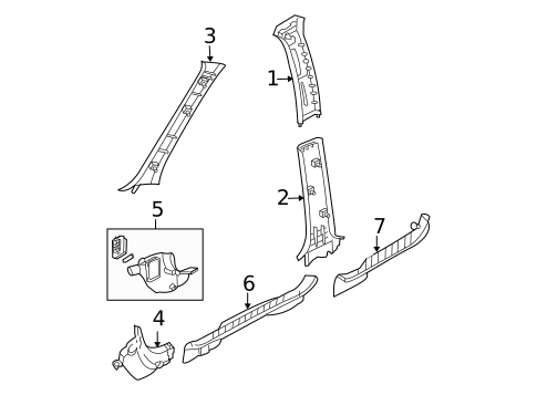Interior Trim - Pillars for 2002 Ford Escape #0