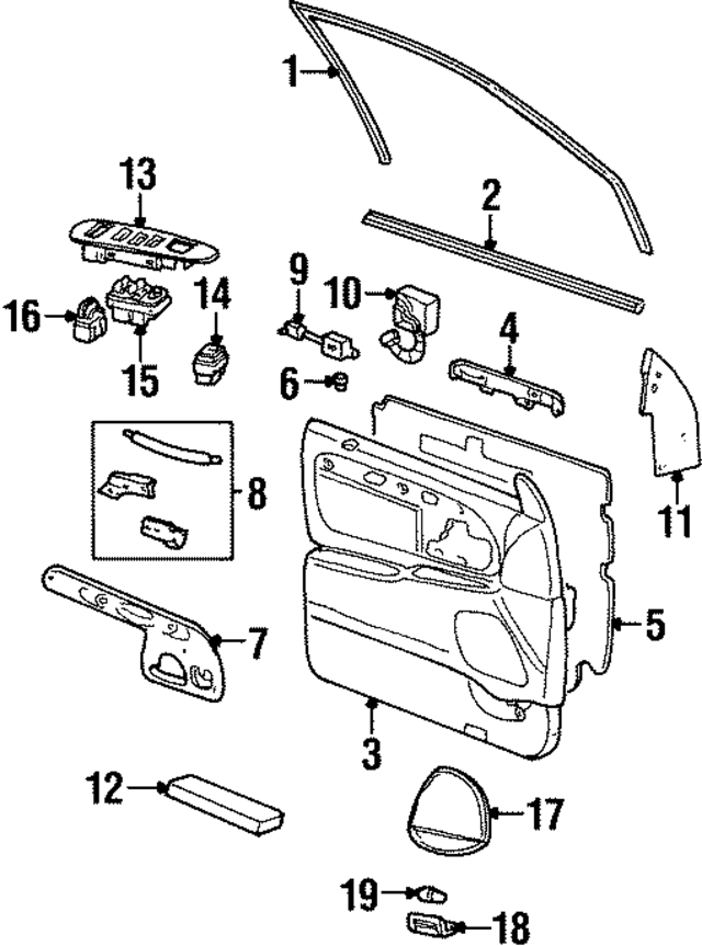 YW1Z5423942CAE - : Door Interior Trim Panel for Ford Image
