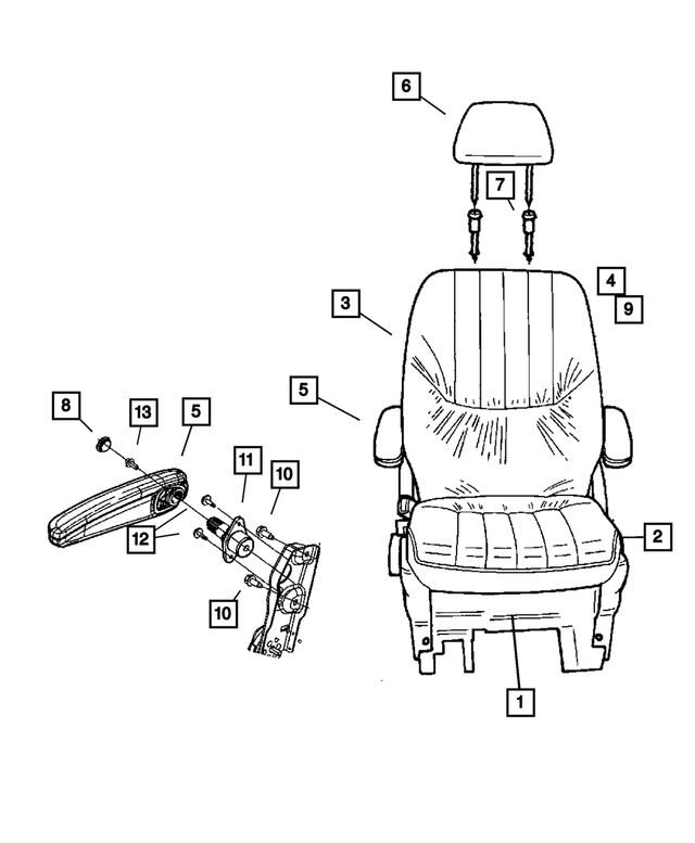 1AL791J1AA - Interior Trim: Seat Armrest, Left for Mopar Image