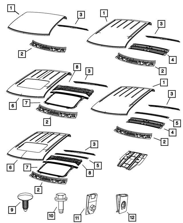 68584390AA - Body Sheet Metal Except Doors: Roof Rear Header for Mopar Image