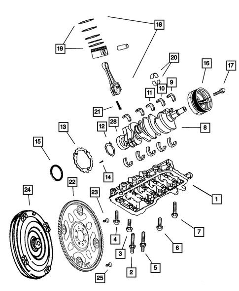 Crankshaft, Pistons and Torque Converter for 2003 Dodge Ram 3500 #0