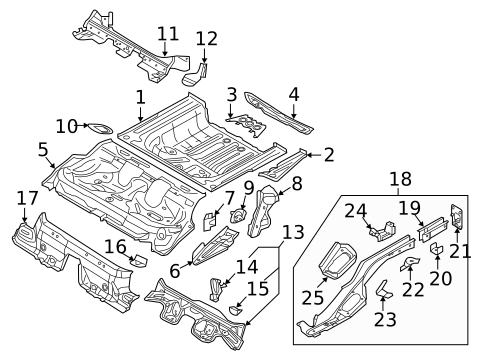 Rear Floor & Rails for 2018 Audi A3 Quattro #3