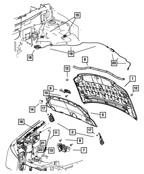 Hood and Hood Release for 2012 Dodge Grand Caravan #0