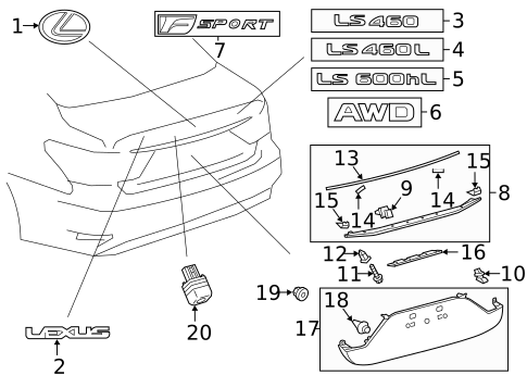 Exterior Trim - Trunk for 2013 Lexus LS460 #0
