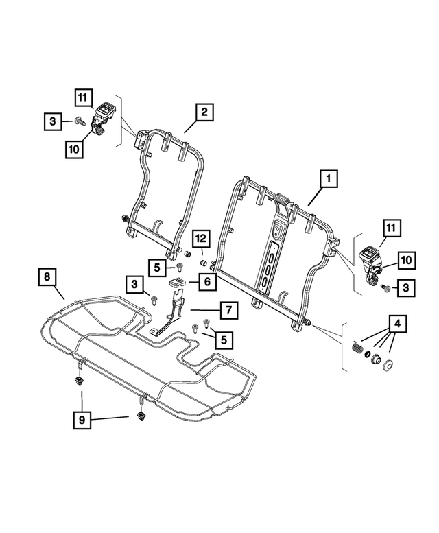 « 68439297AA – Interior Trim : Dossier De Siège Arrière Cadre, Côté Gauche pour Mopar Image »