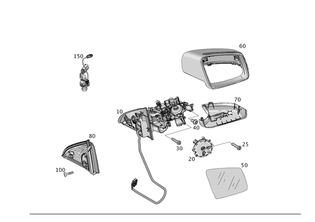 1668100693 - Driver Door: Mirror, Outer for Mercedes-Benz: GL350, GL450, GL550, GL63 AMG, GLE300d, GLE350, GLE400, GLE550e, GLE63 AMG, GLS350d, GLS450, GLS550, GLS63 AMG, ML250, ML350, ML400, ML550, ML63 AMG Image image