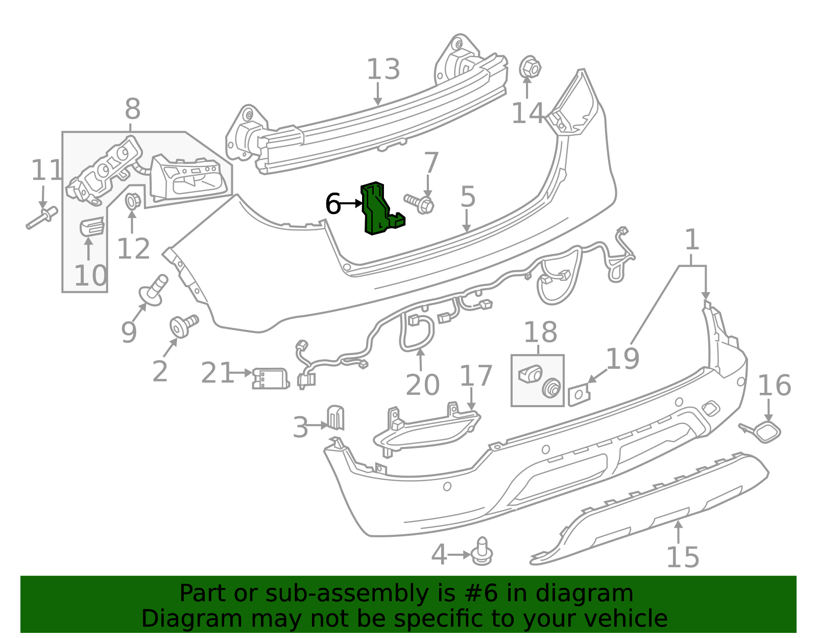 2013-2022 Buick Encore Passenger Side Rear Bumper Fascia Bracket ...