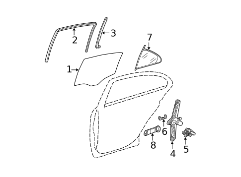 Glass - Rear Door for 2004 Mercedes-Benz E 55 AMG&reg; #0