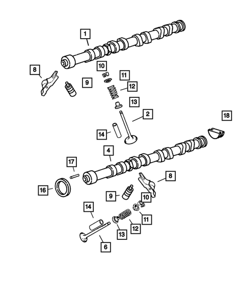 Camshafts and Valves for 2005 Jeep Wrangler #0
