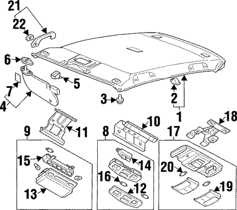Interior Trim - Roof for 1998 Mitsubishi Diamante #1