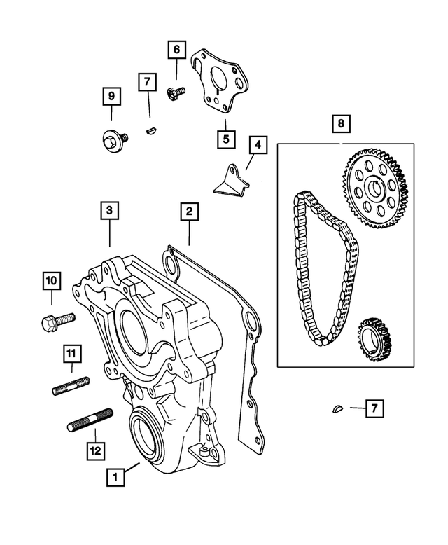 6029411 - Engine 5.9L Eight Cylinder: Crankshaft Sprocket Key for Mopar Image