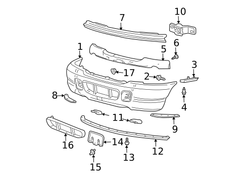 Bumper & Components - Front for 2004 Ford Explorer #0