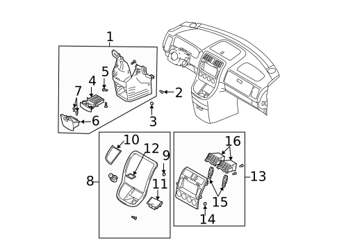 Instrument Panel Components for 2005 Kia Sedona #0