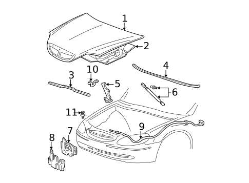 Hood & Components for 2004 Mercury Sable #0