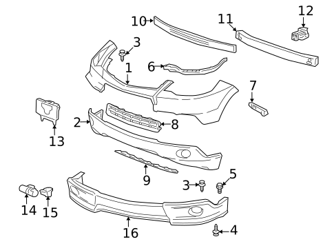 Bumper & Components - Front for 2009 Acura RDX #0