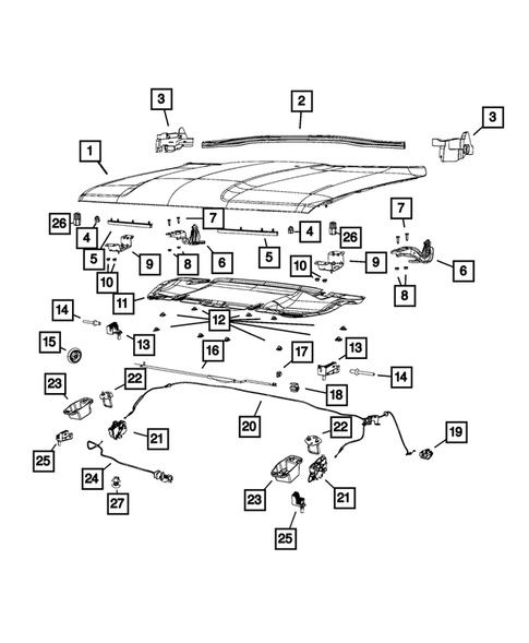 Hood and Hood Release for 2015 Jeep Renegade #0