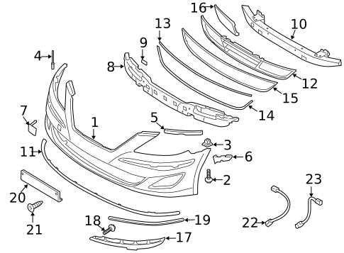 Bumper & Components - Front for 2012 Hyundai Genesis #0