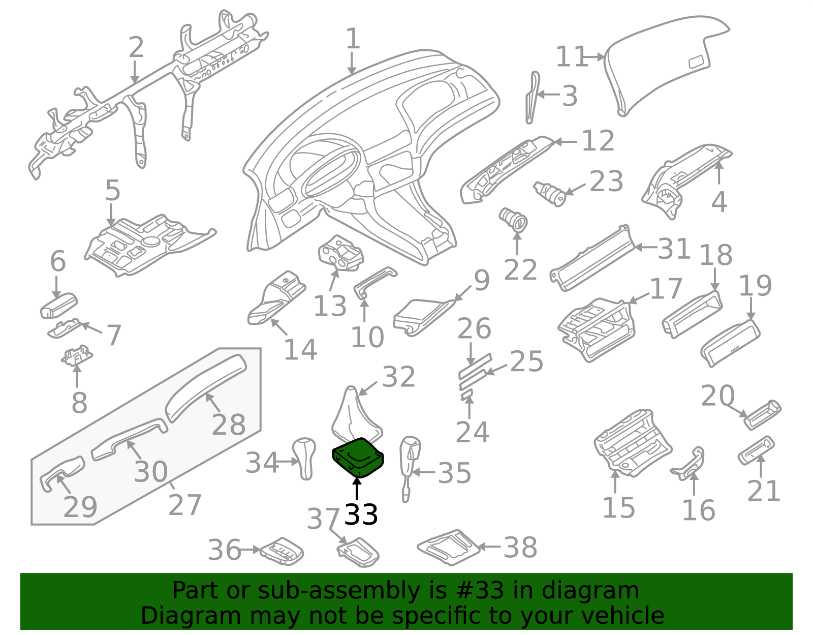 Genuine BMW 25-11-1-434-100 | Insert Shifter Covering | FREE Shipping ...