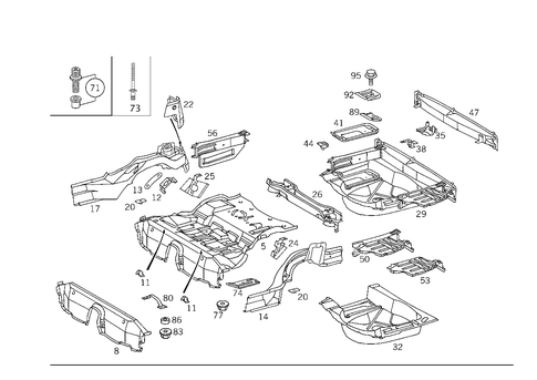 Rear End Floor for 1996 Mercedes-Benz C280 #0