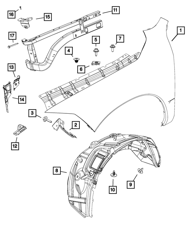 68095951AH - Body Sheet Metal Except Doors: Fender Closure, Left for Mopar Image