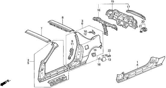 Body Structure Components (3) for 1995 Honda Civic del Sol #0