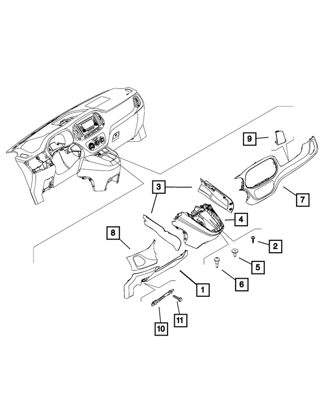 6DB96JXWAA - Interior Trim: Floor Console Panel, Right for Mopar Image image