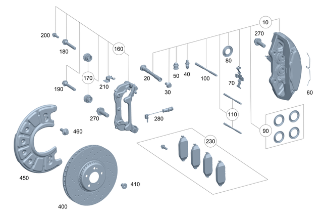 2324217000 - Brake System: Fixed Caliper for Mercedes-Benz: C63 AMG S E Performance, E63 AMG S, GLC63 AMG, SL55 AMG, SL63 AMG, SL63 AMG S E Performance Image image