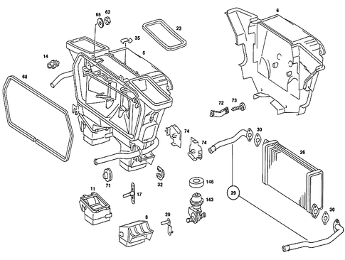 Heater Case with Blower for 1988 Mercedes-Benz 190D #1