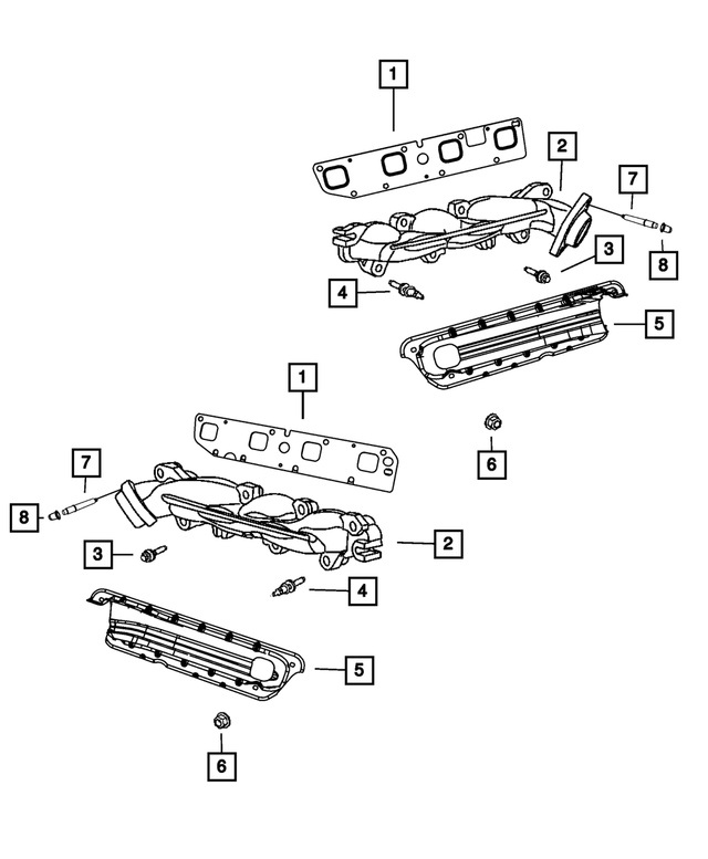 « 53013855AC – 5.7L Gas; Engine : Collecteur D`échappement Ecran, Côté Gauche pour Mopar Image »