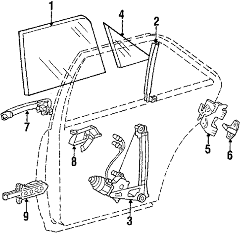 Glass - Rear Door for 1989 Mercedes-Benz 420 SEL #1