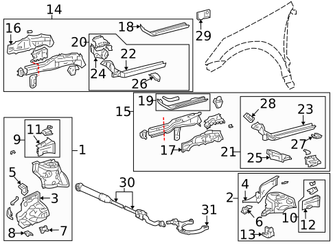 Structural Components & Rails for 2009 Pontiac Vibe #0