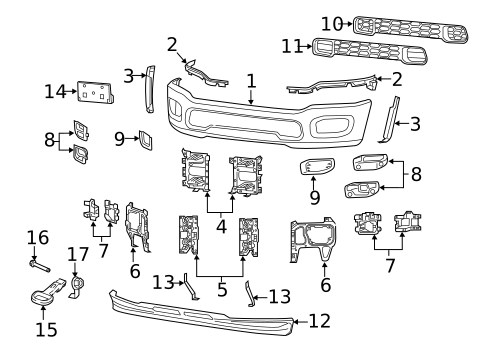 Bumper & Components - Front for 2022 Ram 3500 #0