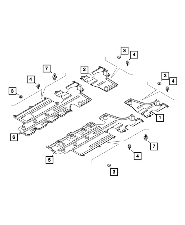 68246950AA - Frame, Bumper and Fascia: Floor Pan Shield for Mopar Image