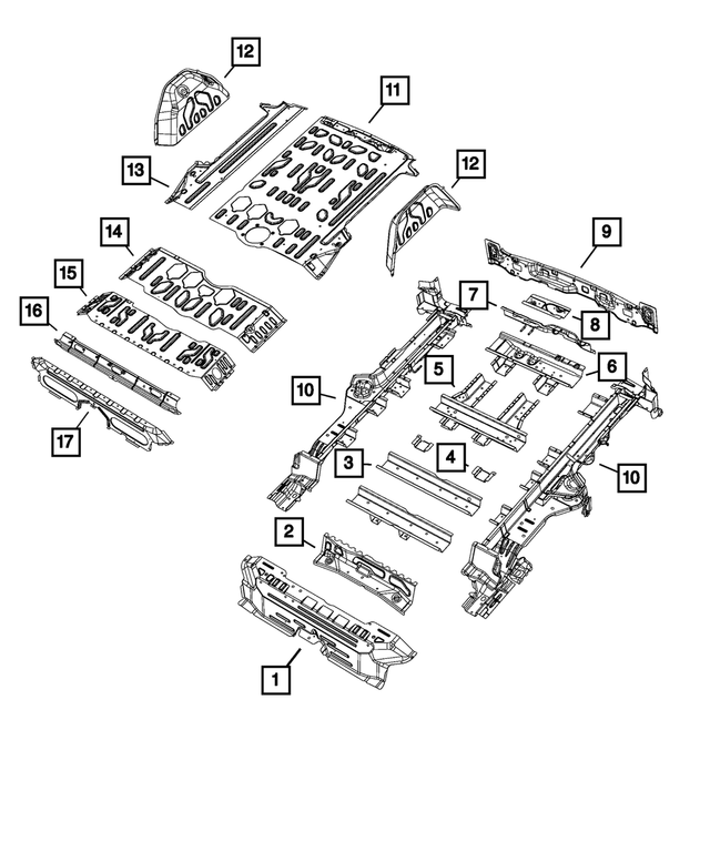 68322694AA - Body Sheet Metal Except Doors: Rear Floor Crossmember for Mopar Image