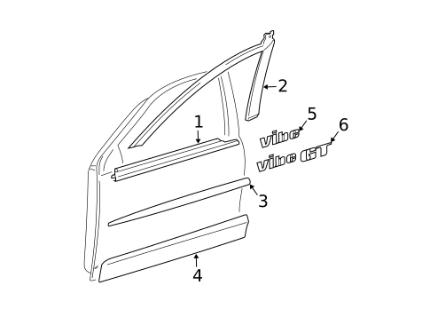 Exterior Trim - Front Door for 2004 Pontiac Vibe #0