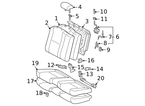 Rear Seat Components for 2006 Toyota Solara #0