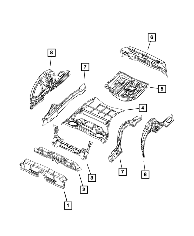 5112809AF - Body Sheet Metal Except Doors: Floor Pan Crossmember for Mopar Image