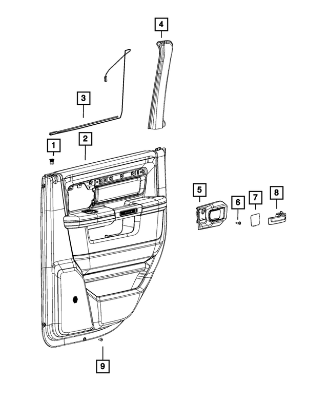 « 6SM621X9AB –  : Garnissage De Porte Arrière Panneau, Côté Droit pour Mopar Image »